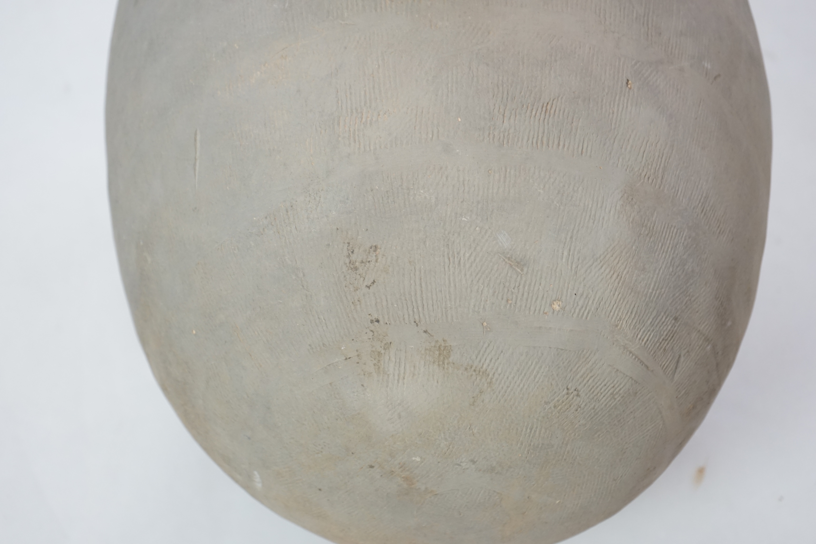 A very rare large Chinese pottery cocoon / listening jar, Qin Dynasty (221 - 206 BC) or possibly Warring States period (475-221 BC)